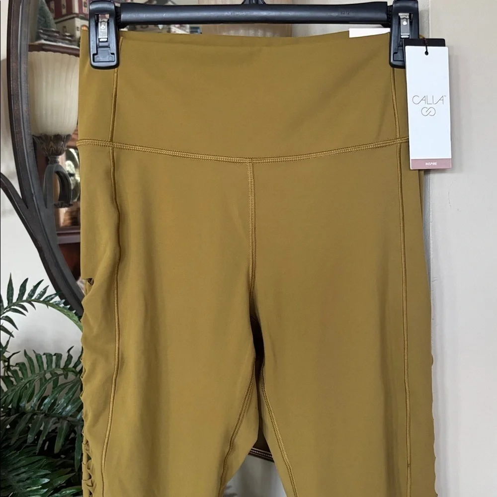Brand New CALIA Inspire Crochet High-Rise 7/8 Leggings Fitted Tight Olive Bronze - Picture 4 of 16